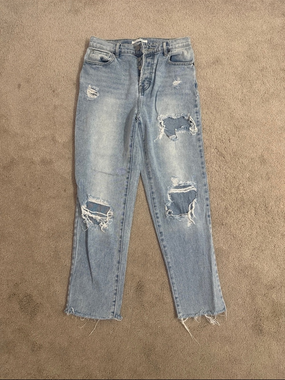 PacSun Light Blue Distressed Straight-Leg Jeans